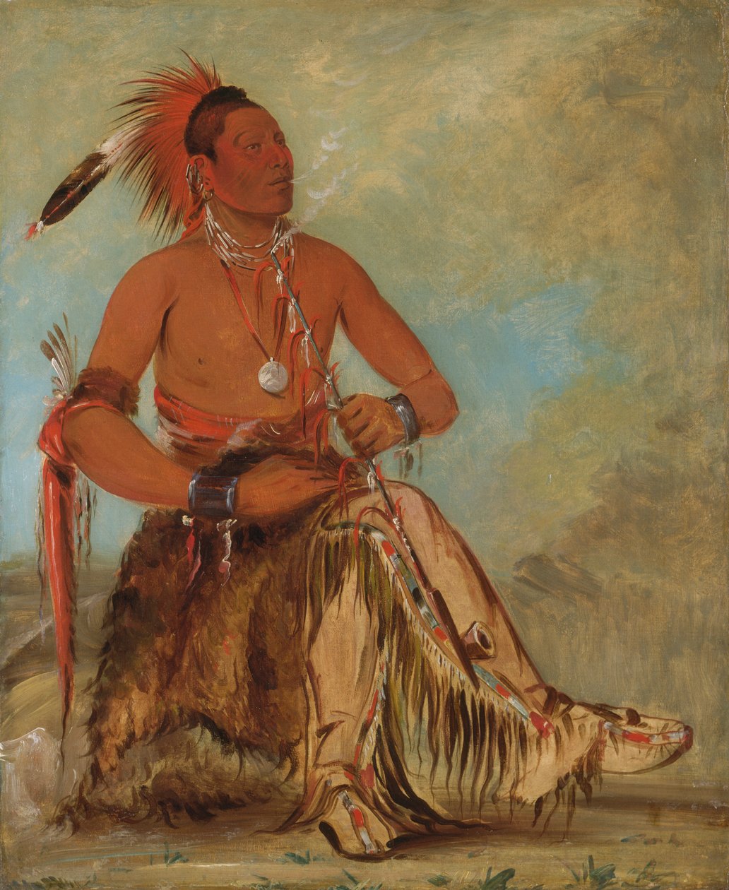 Nóm-ba-mon-nee, Double Walker, odważny, 1832. autorstwa George Catlin