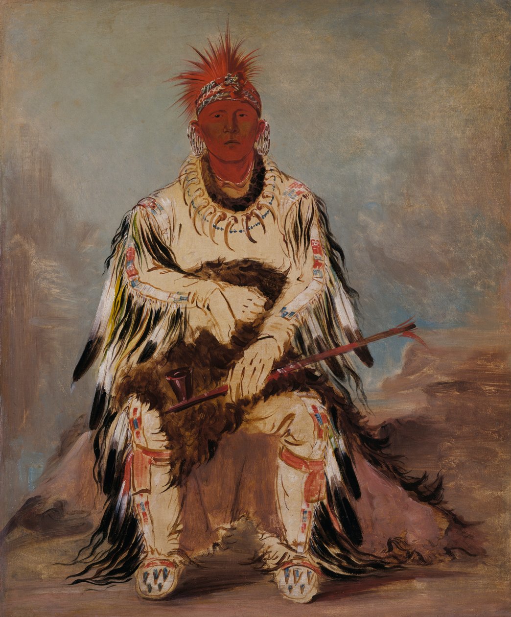 No-wáy-ke-súg-gah, odważny, który uderza dwa na raz, 1832. autorstwa George Catlin