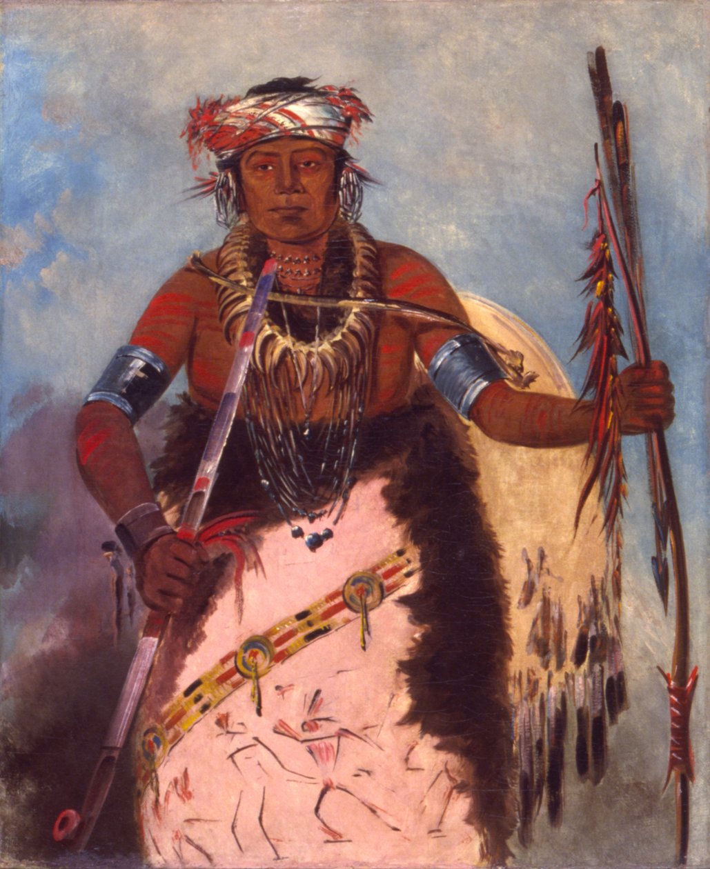Notch-ee-níng-a, Bez Serca (zwany Białą Chmurą), wódz plemienia autorstwa George Catlin