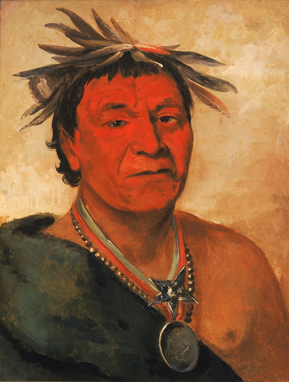 O-ho-pah-sha, Small Whoop, do Zasłużonego Wojownika, autorstwa George Catlin