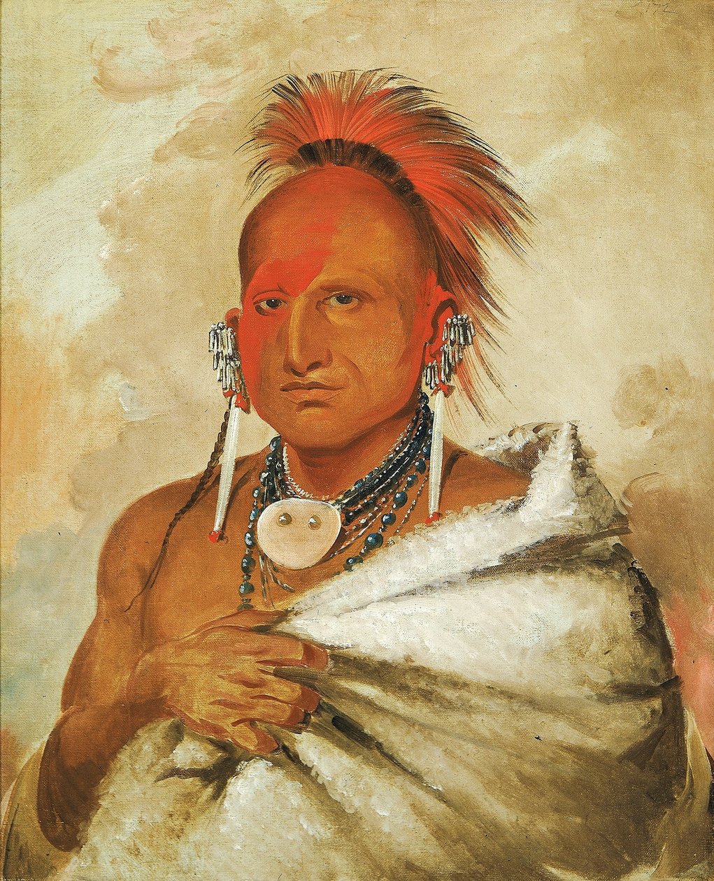 O-rón-gás-see, Łowca Niedźwiedzi, sławny wojownik autorstwa George Catlin