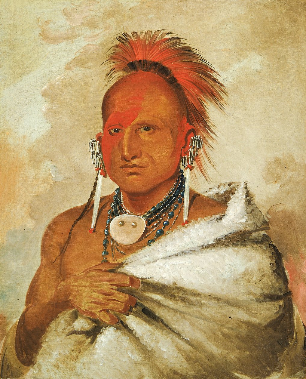 O-rón-gás-see, łapacz niedźwiedzi, sławny wojownik, 1832. autorstwa George Catlin
