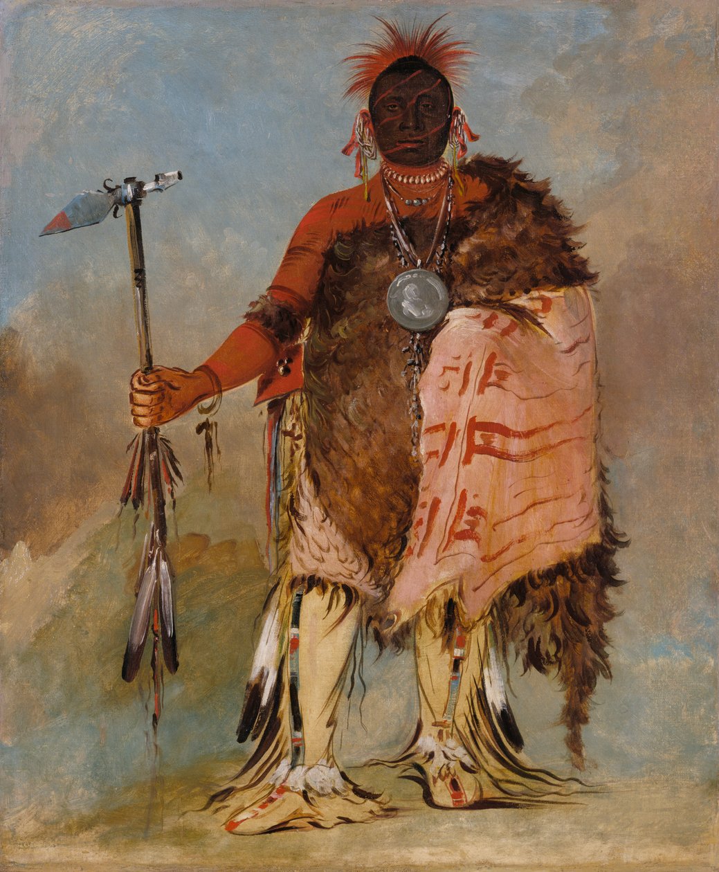 Om-pah-tón-ga, Wielki Łoś, Słynny Wojownik, 1832. autorstwa George Catlin