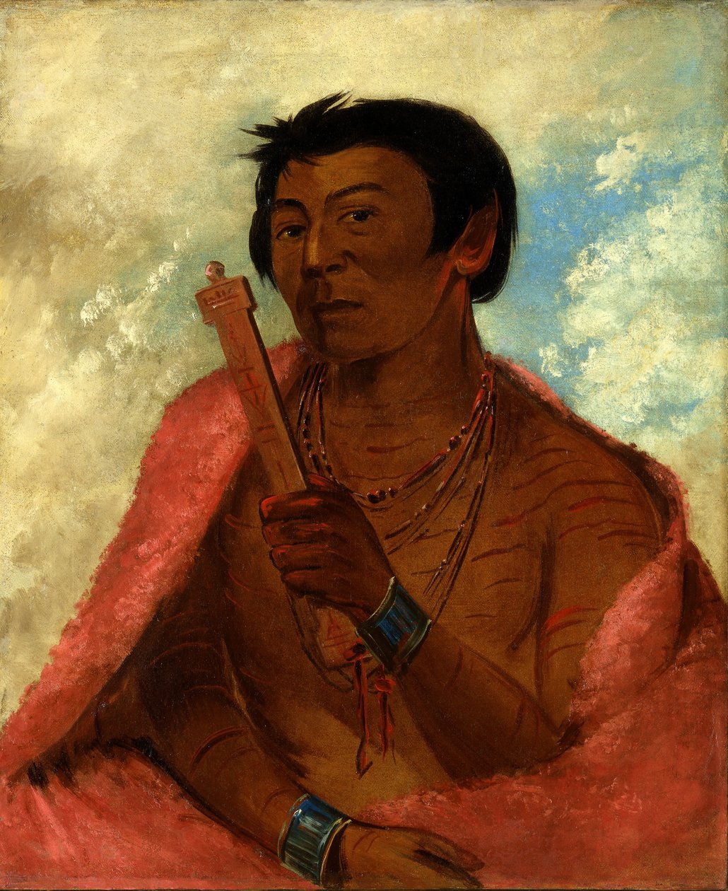 On-sáw-kie, Sauk, w akcie modlitwy autorstwa George Catlin