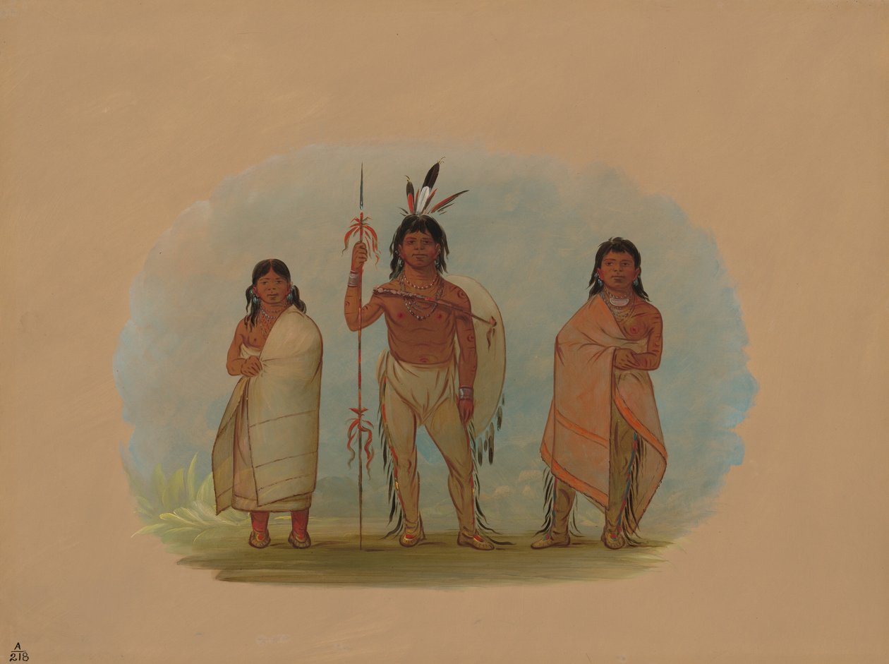 Wódz Ottawy, jego żona i wojownik, 18611869. autorstwa George Catlin