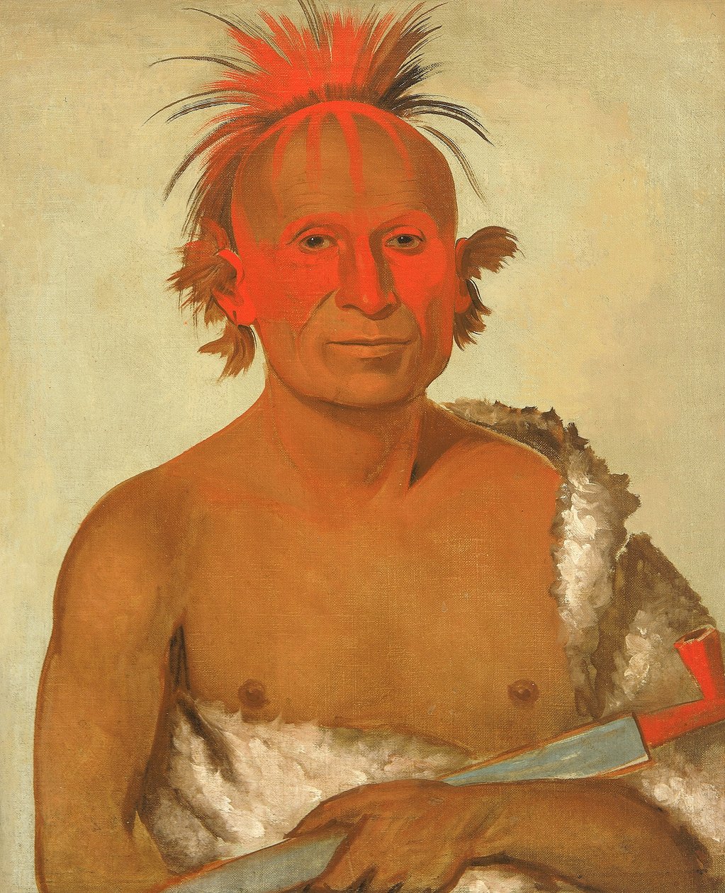 Pash-ee-pa-hó, Mały Kłujący Wódz, Młodszy, jeden z dzielnych wojowników Black Hawka autorstwa George Catlin