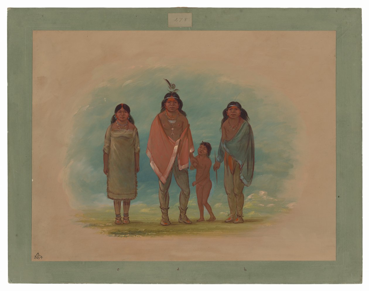 Wódz Patagon, jego brat i córka autorstwa George Catlin