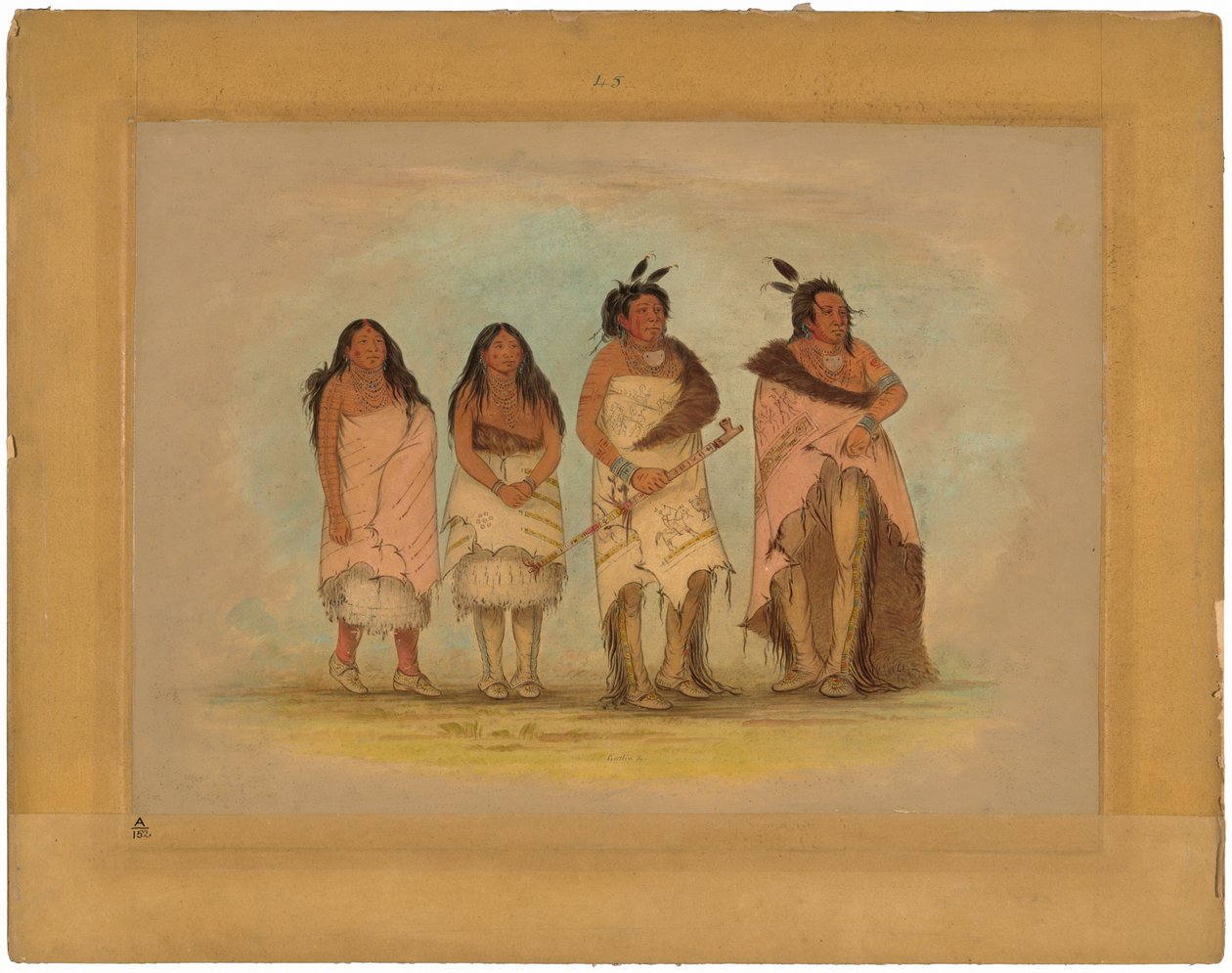 Wódz Pawneepict, dwie córki i wojownik autorstwa George Catlin