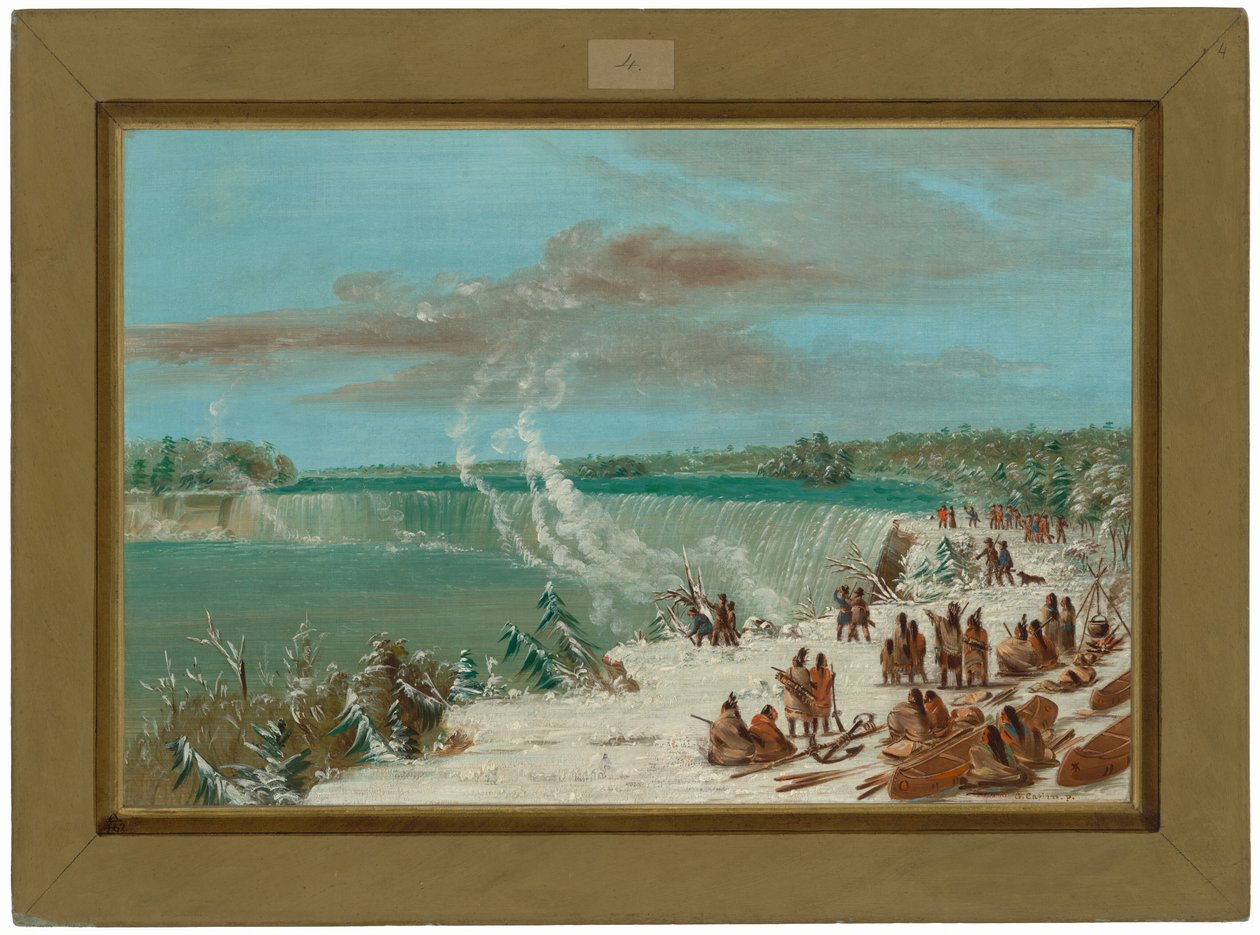 Przenoszenie ładunku wokół wodospadu Niagara przy Table Rock autorstwa George Catlin