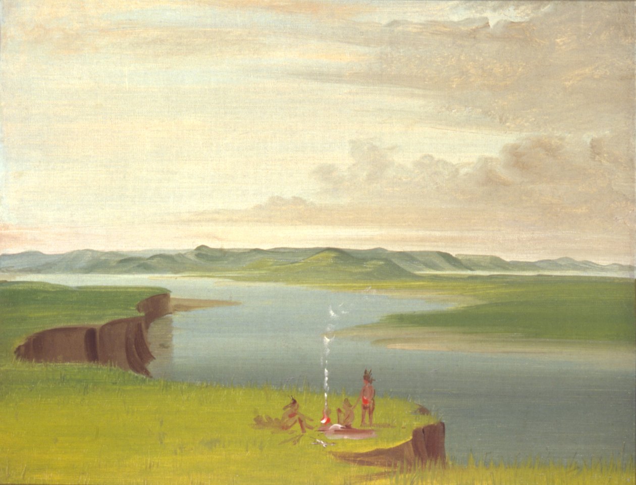 Prairie Bluffs o wschodzie słońca, w pobliżu ujścia rzeki Yellowstone autorstwa George Catlin