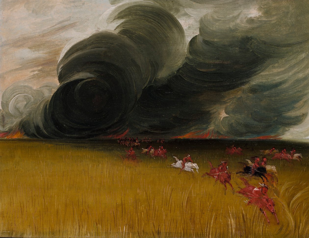 Prairie Meadows Burning autorstwa George Catlin