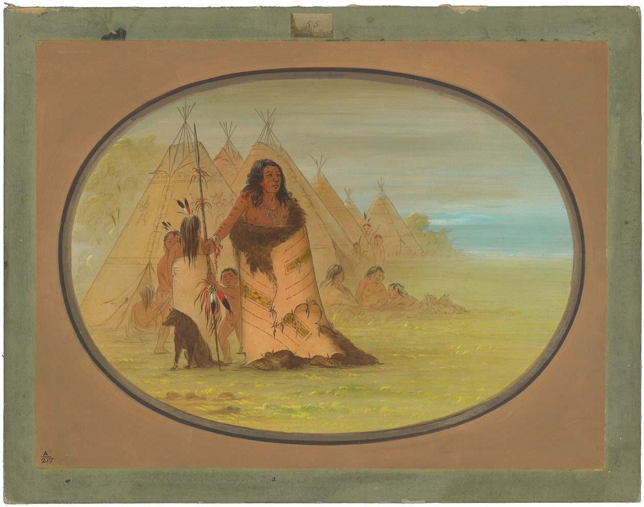 Wódz Puncah otoczony przez swoją rodzinę autorstwa George Catlin