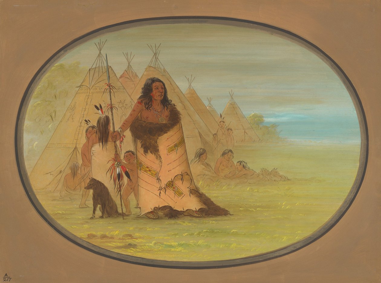 Wódz Puncah otoczony przez swoją rodzinę, 18611869. autorstwa George Catlin
