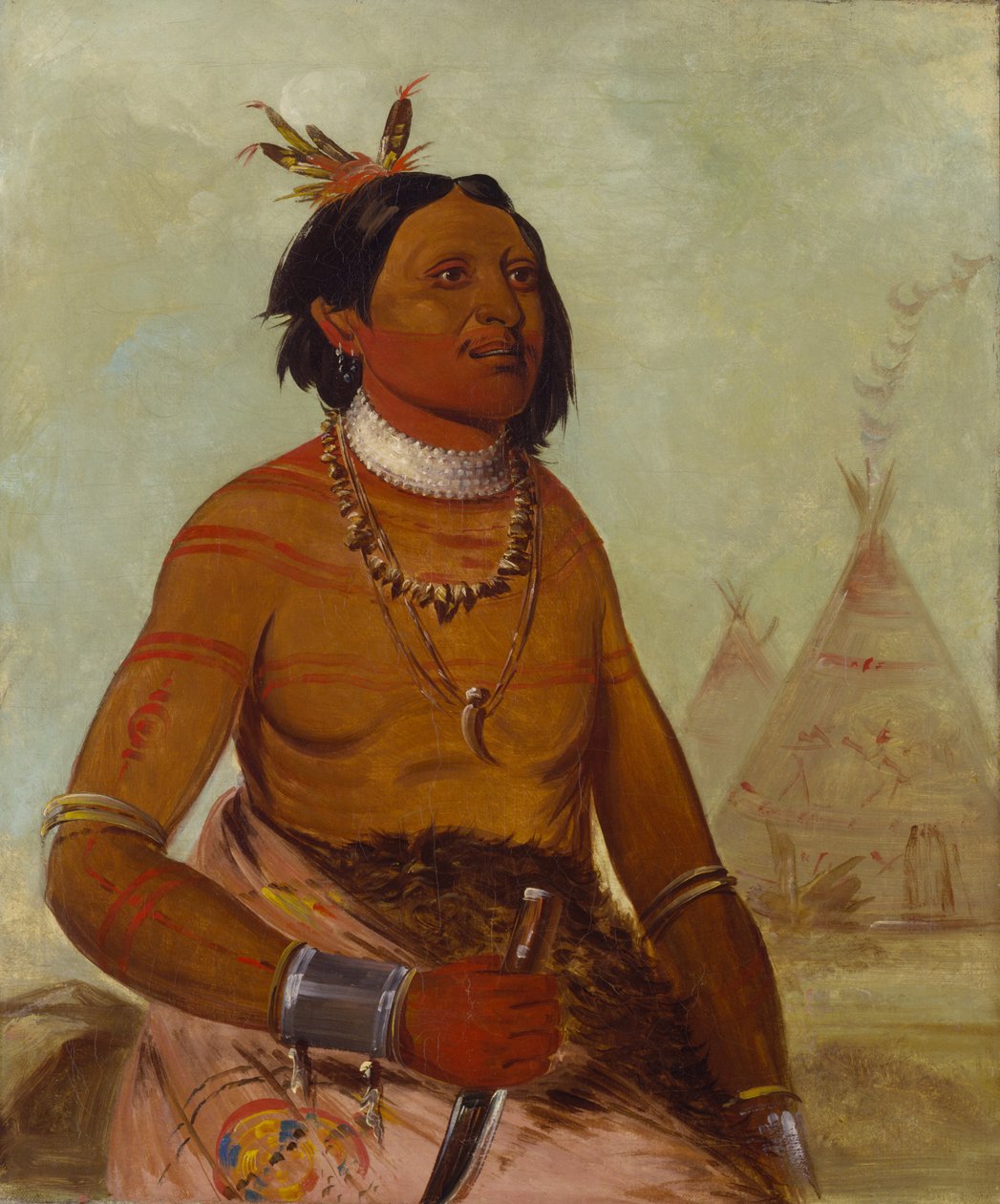 Quáy-hám-kay, kamienna skorupa, odważny autorstwa George Catlin