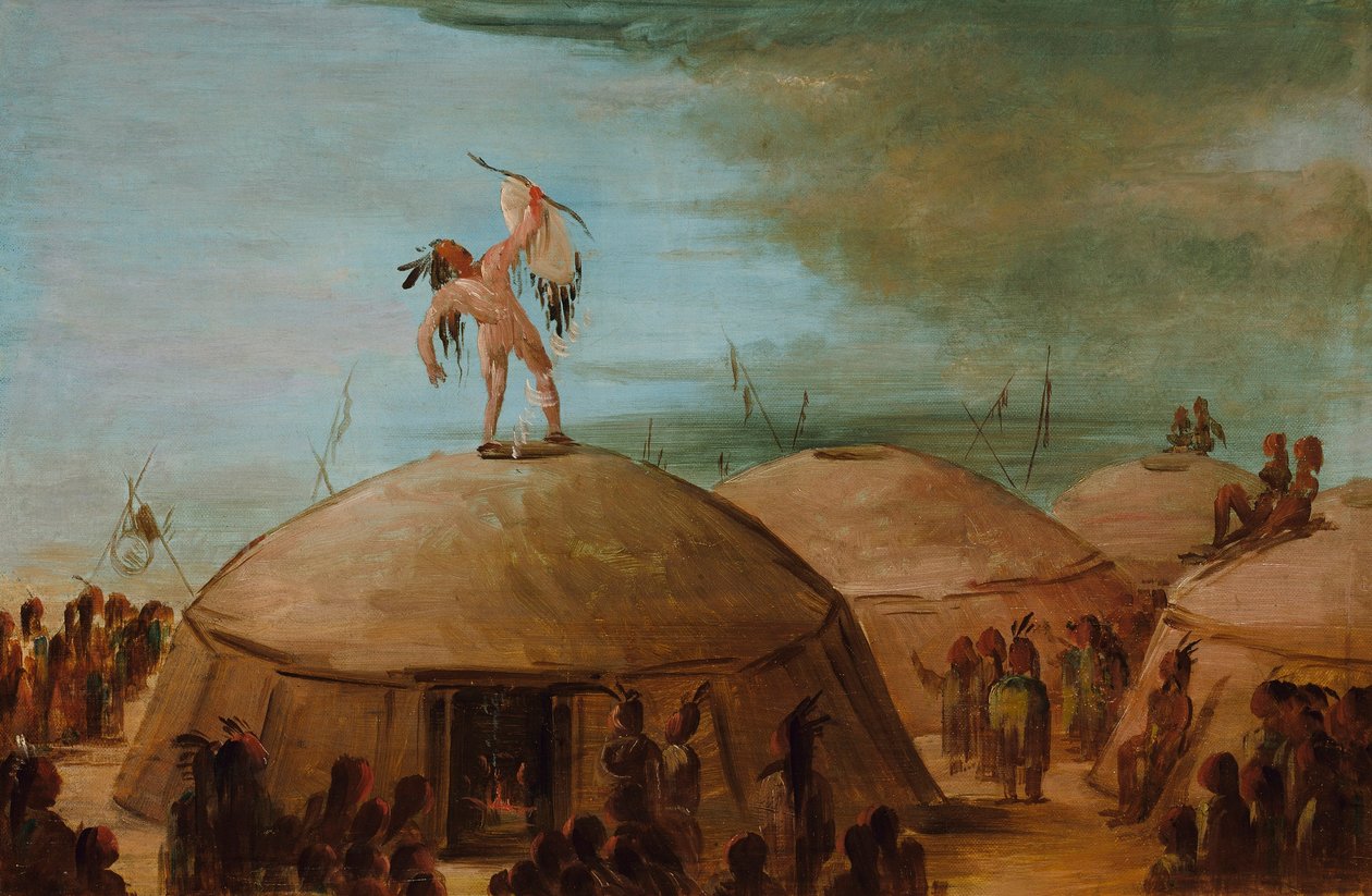 Deszcz wśród Mandanów autorstwa George Catlin