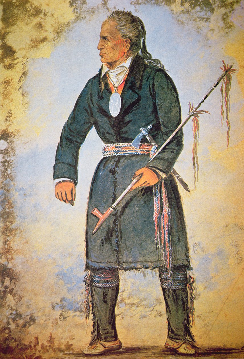 Czerwona kurtka (c.1756-1830) (akwarela na papierze) autorstwa George Catlin