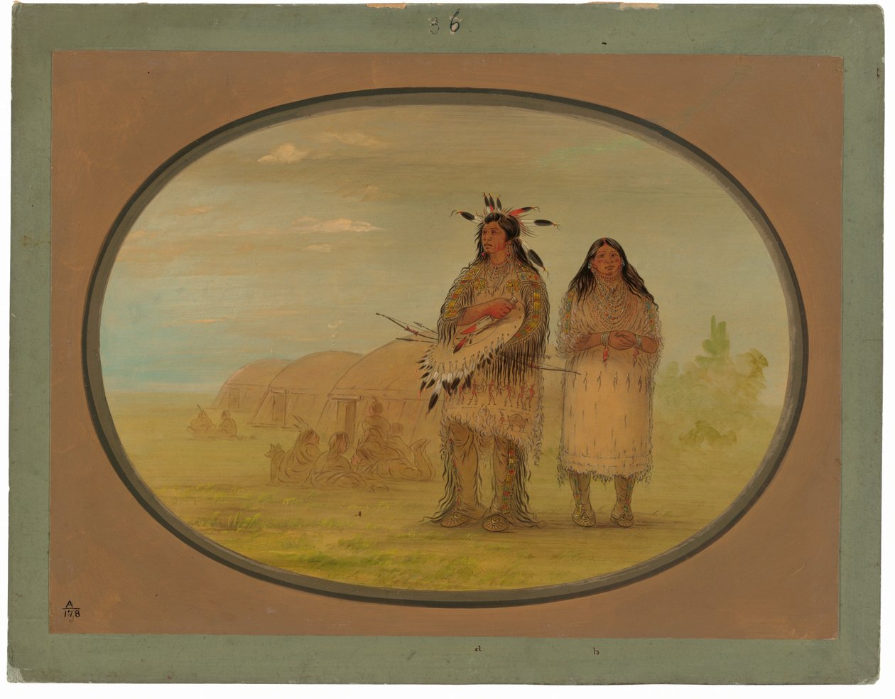 Wódz Riccarree i jego żona autorstwa George Catlin
