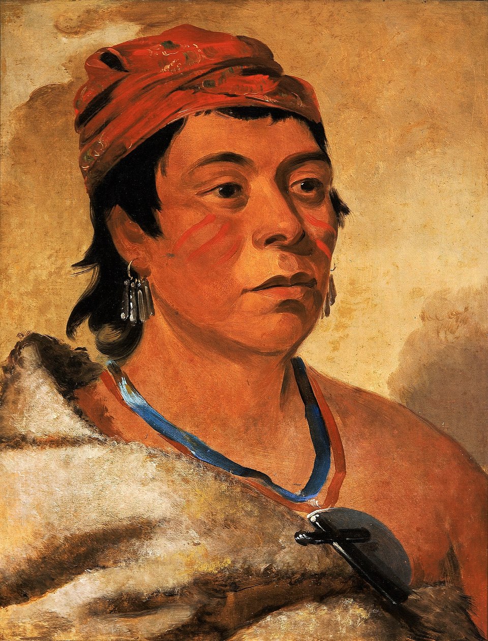 Okrągła wyspa, wojownik autorstwa George Catlin