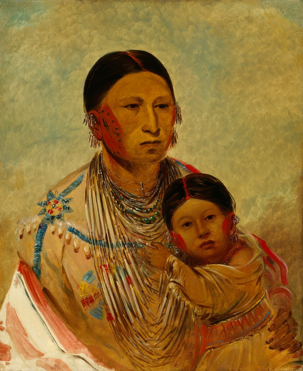 Ru-ton-ye-wee-ma, kroczący gołąb, żona Białej Chmury, 1844. autorstwa George Catlin