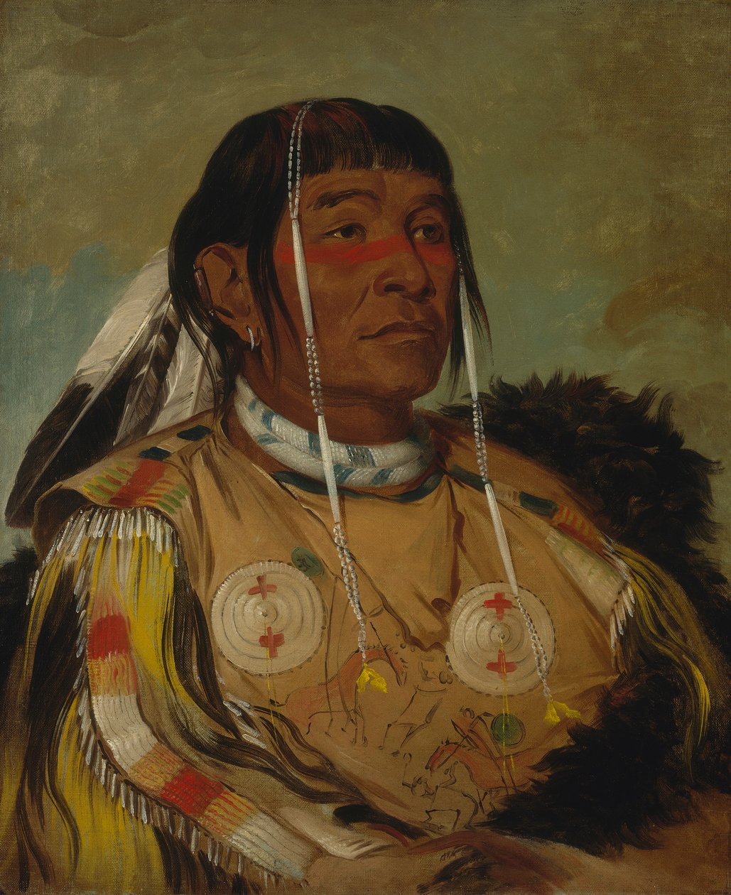 Sha-có-pay, Szóstka, wódz równin Ojibwa autorstwa George Catlin