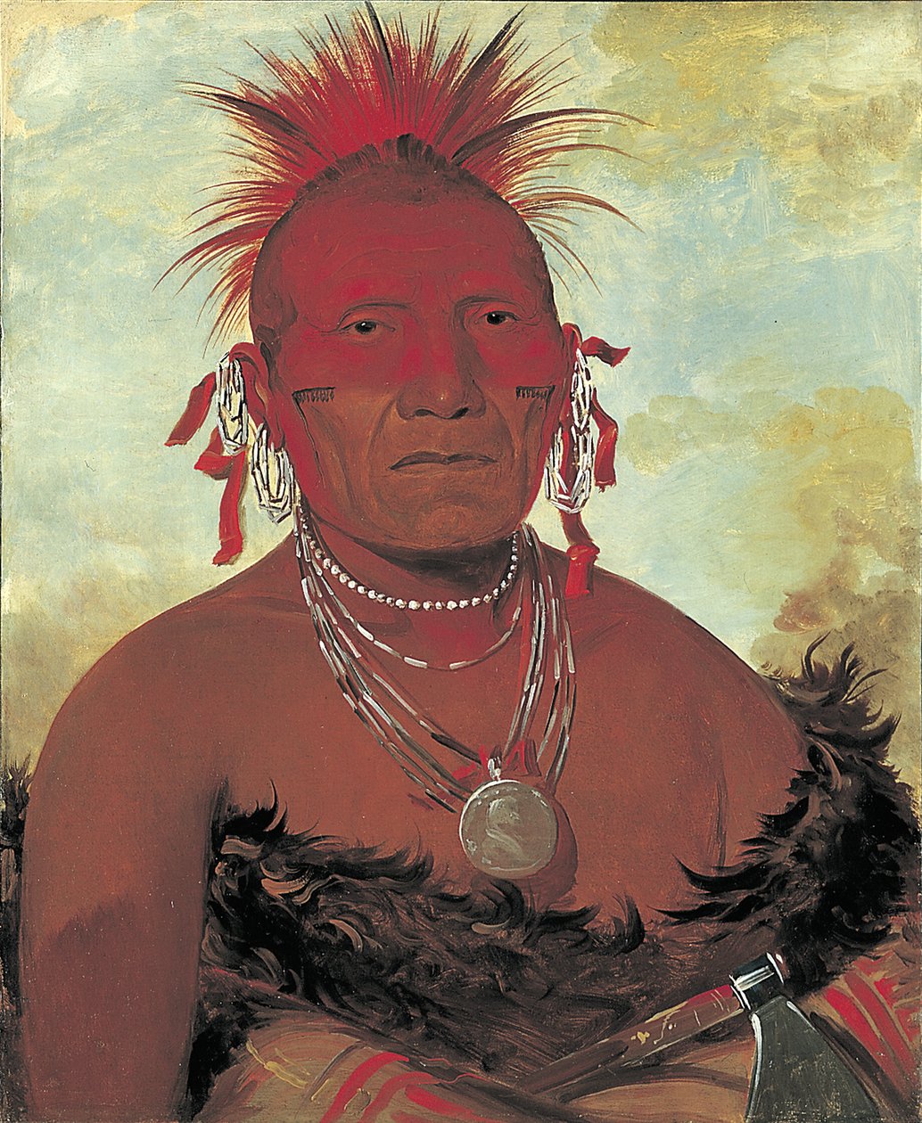 Shón-ka-ki-he-ga, wódz koni, wielki wódz Pawnee, 1832. autorstwa George Catlin