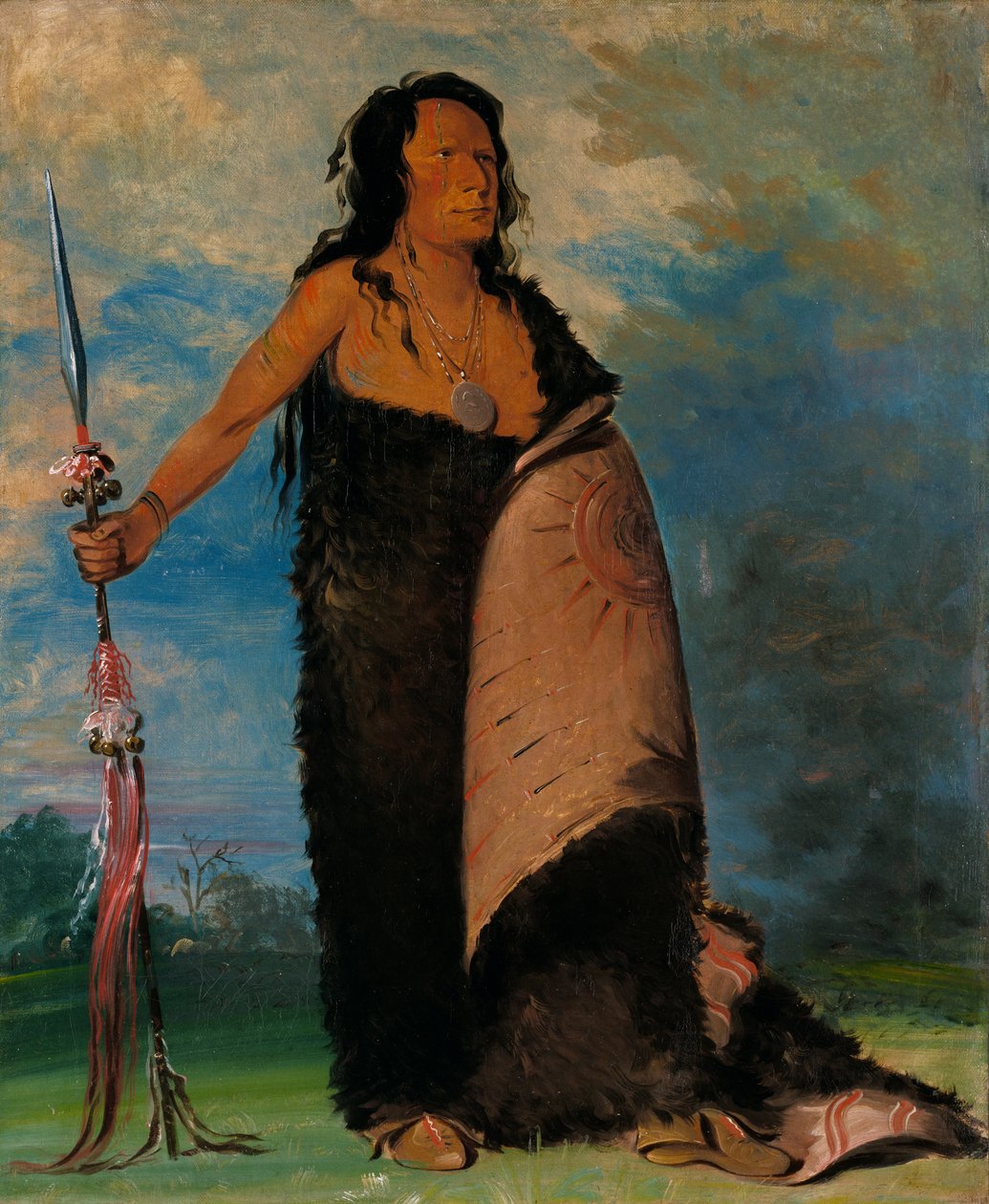 Shoo-de-gá-cha, Dym, wódz plemienia, 1832. autorstwa George Catlin