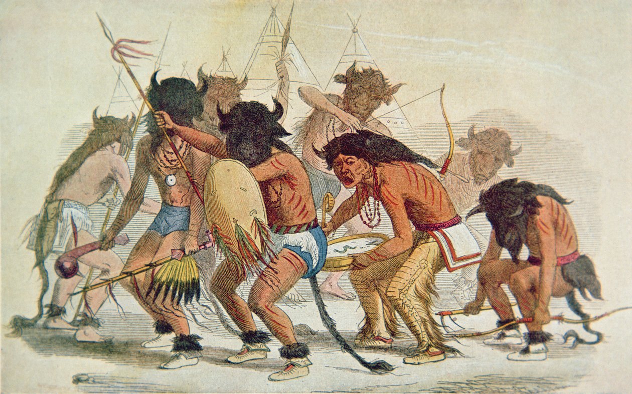 Sioux Buffalo Dance (kolor lito) autorstwa George Catlin