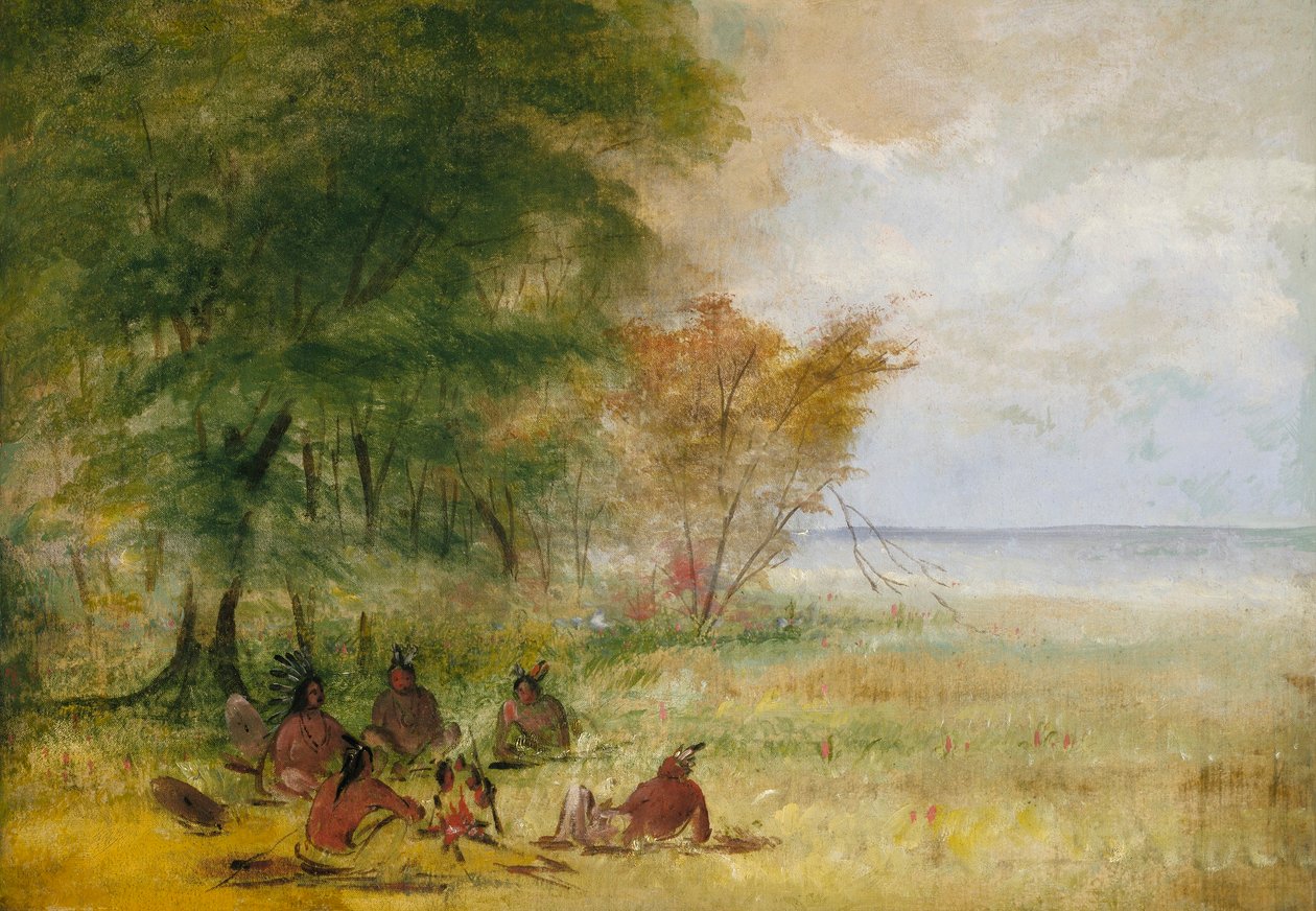 Rada Indian Sioux, wodzowie w głębokiej debacie autorstwa George Catlin