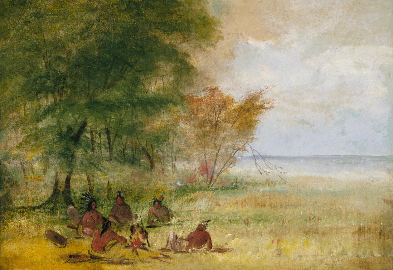 Rada Indian Siuksów, szefowie głębokich obrad, 1832-1837. autorstwa George Catlin