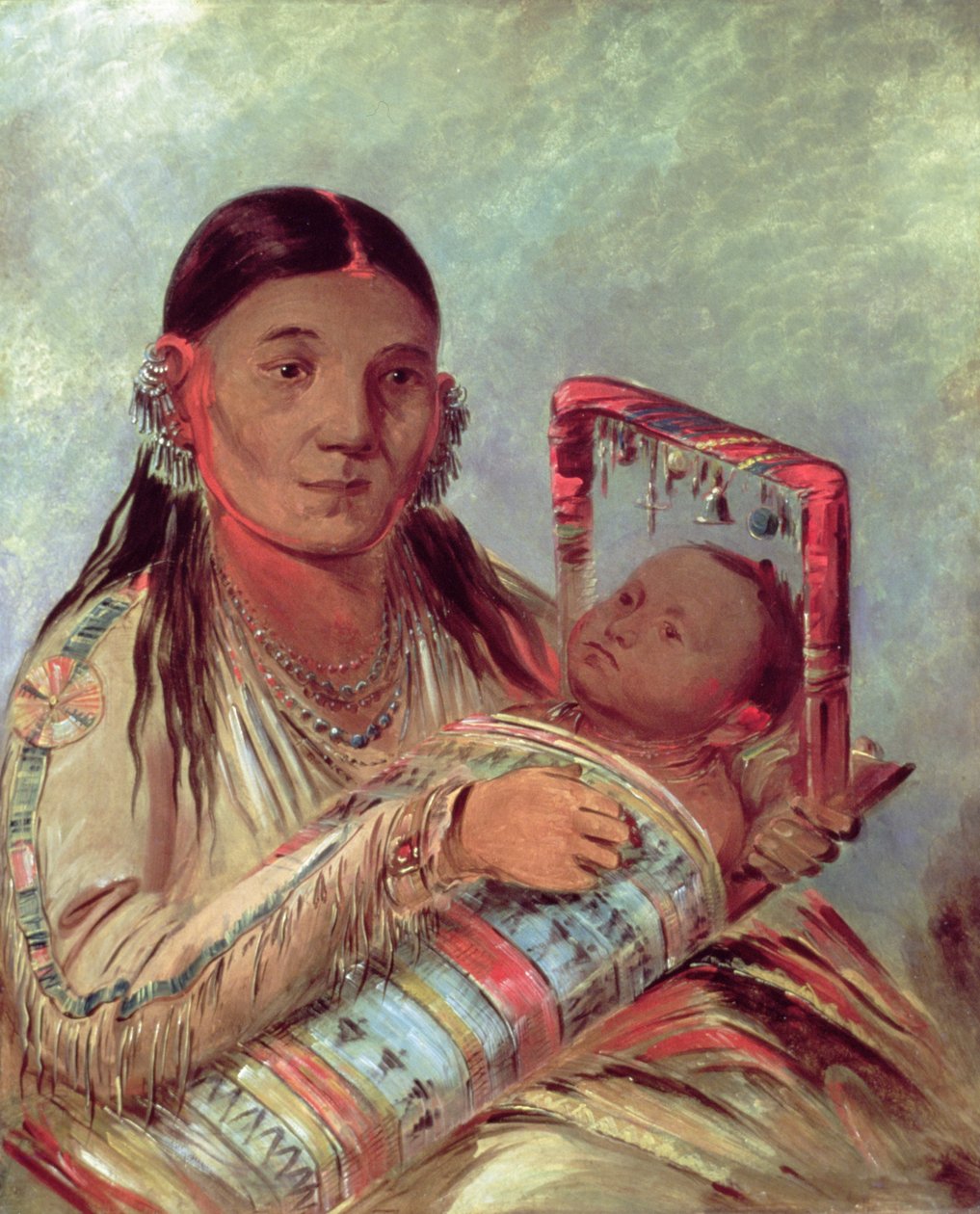 Matka i dziecko Siuksów, ok. 1830 (olej na płótnie) autorstwa George Catlin