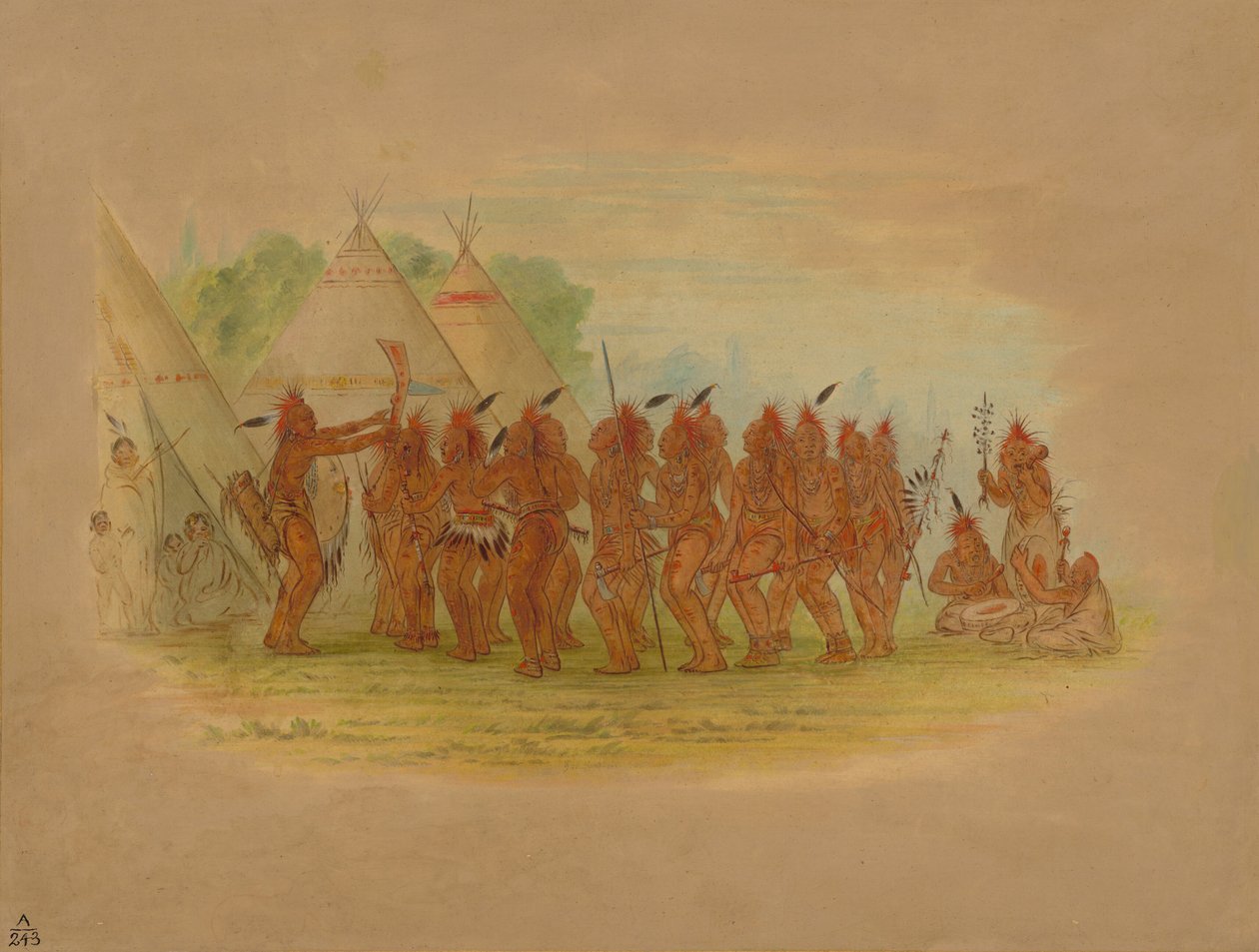 Taniec niewolników - Saukie, 1861. autorstwa George Catlin