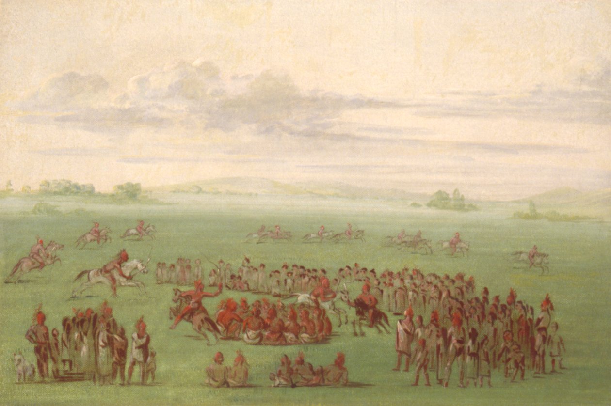 "Wędzenie koni", ciekawy zwyczaj Sauk i Lisów autorstwa George Catlin