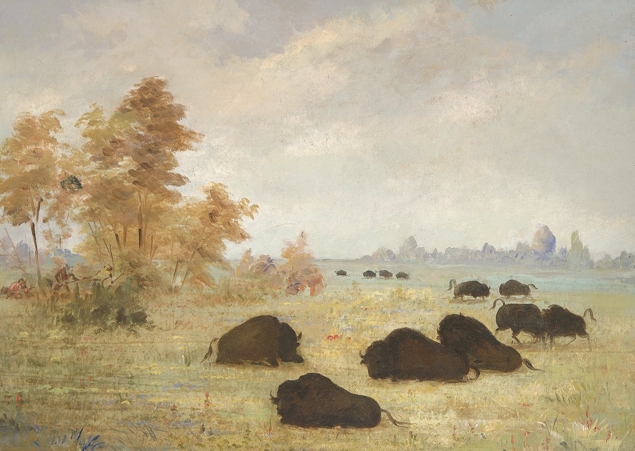 Stalking Buffalo, Arkansas autorstwa George Catlin