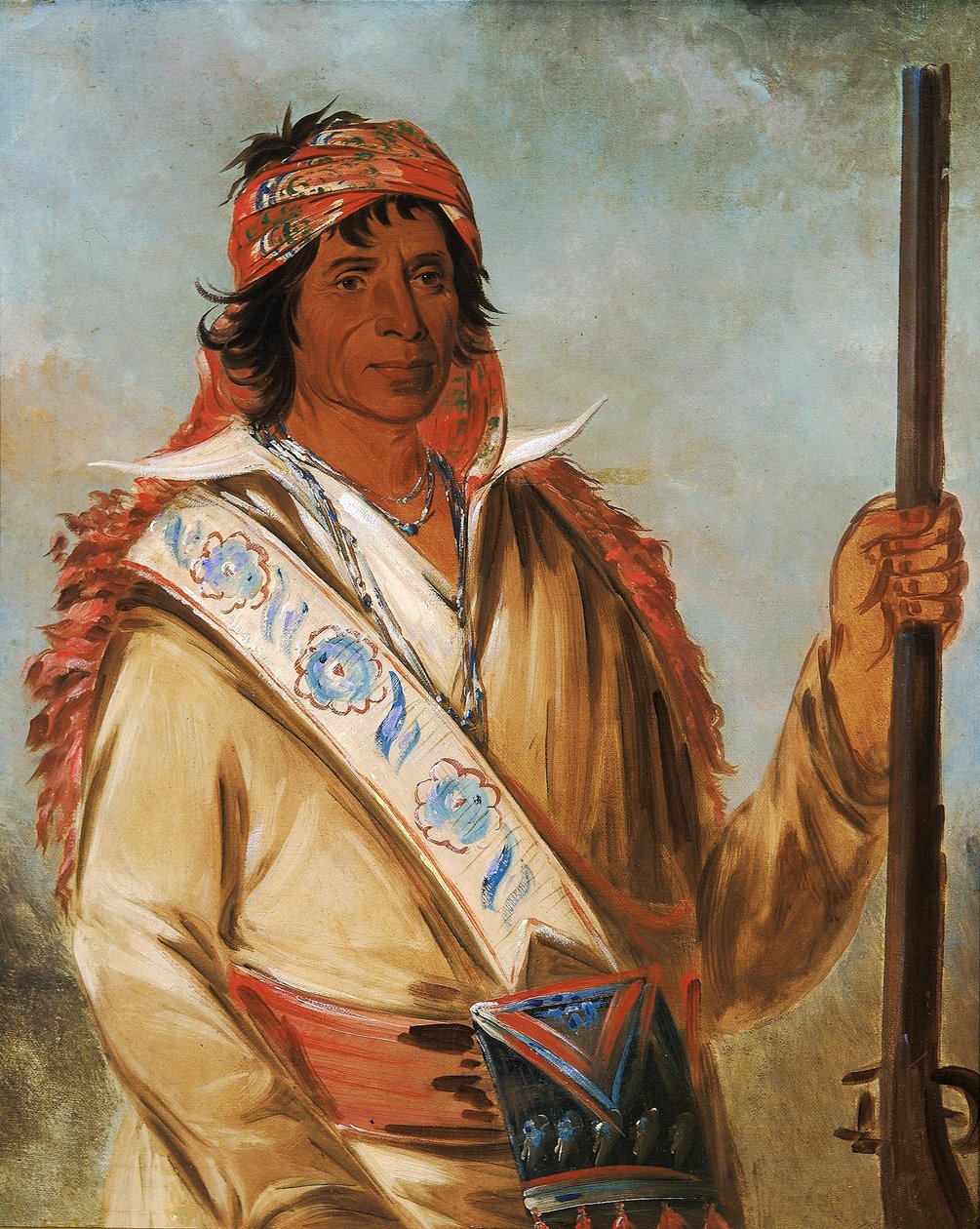 Steeh-tcha-kó-me-co, Wielki Król (zwany Ben Perryman), wódz autorstwa George Catlin