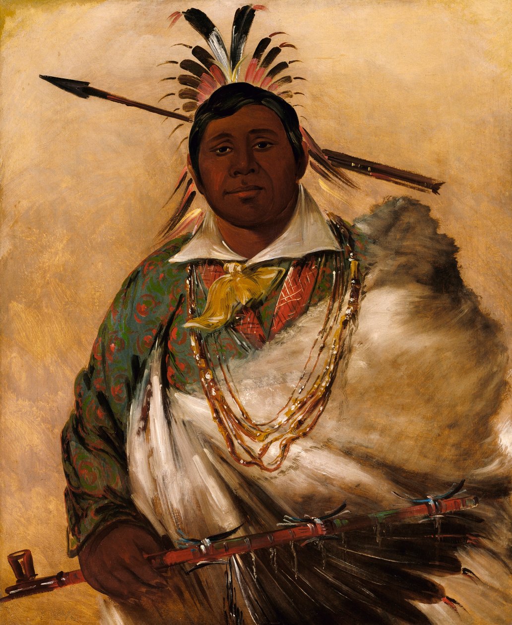 Téh-ke-néh-kee, Black Coat, wódz autorstwa George Catlin