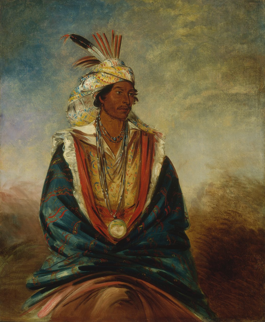 Tel-maz-há-za, Wojownik Wyróżnienia, 1834. autorstwa George Catlin