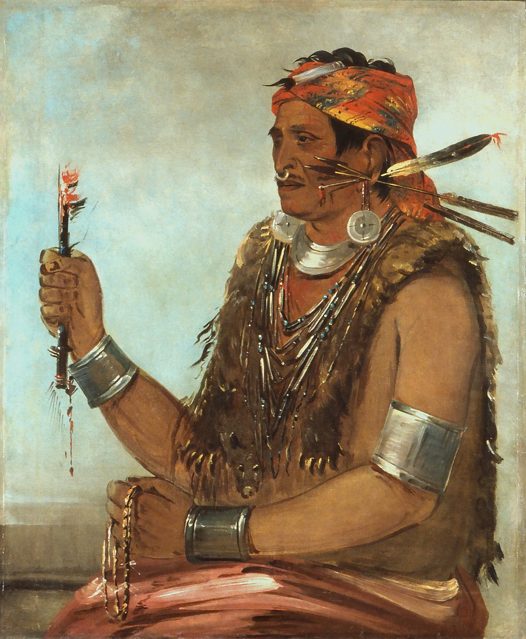 Dziesięć przysiadów, Otwarte Drzwi, Znane jako Prorok, Brat Tecumseh autorstwa George Catlin