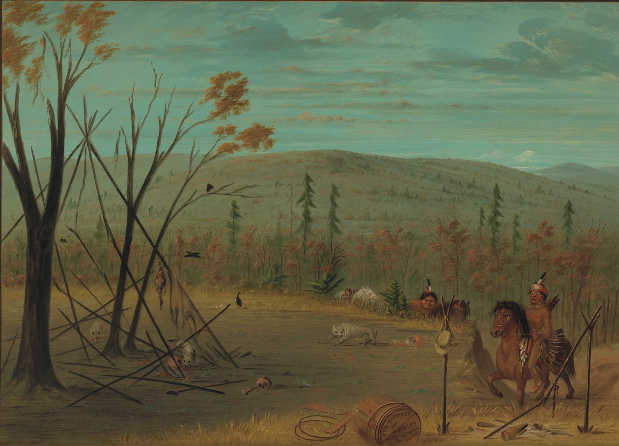 Bracia Cheyenne powracający z jesiennego polowania, 18611869. autorstwa George Catlin