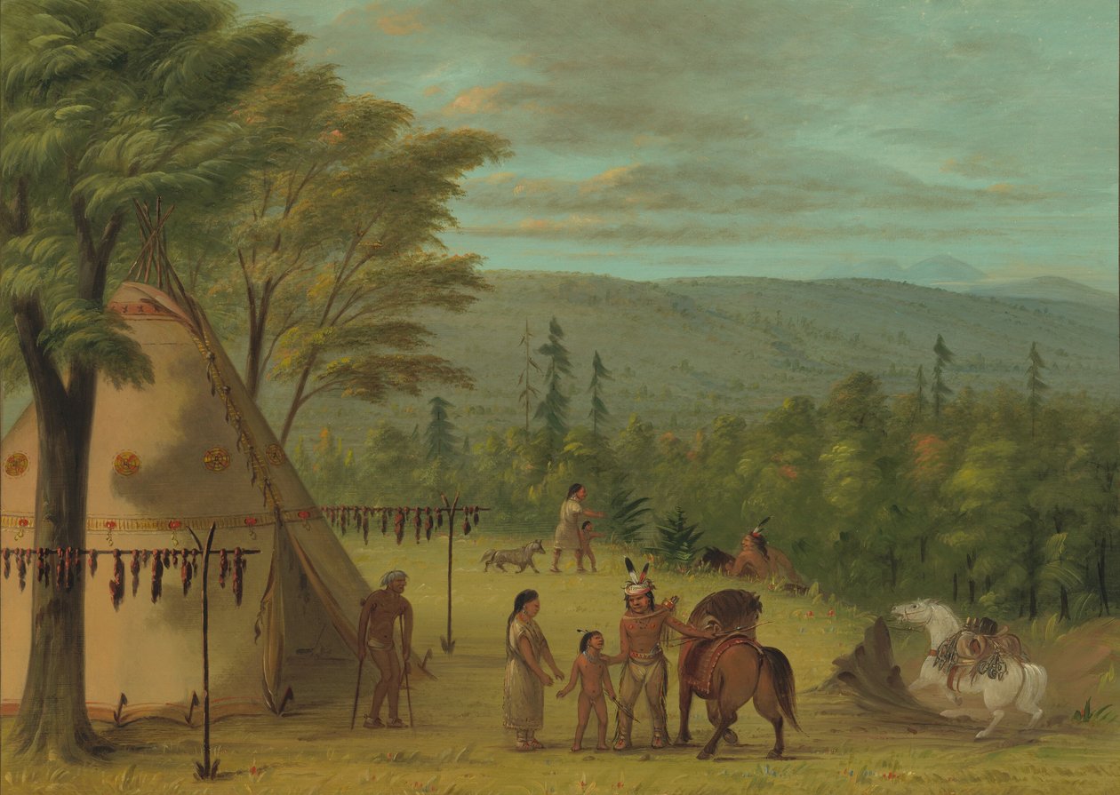 Bracia Cheyenne rozpoczynają jesienne polowanie, 18611869. autorstwa George Catlin
