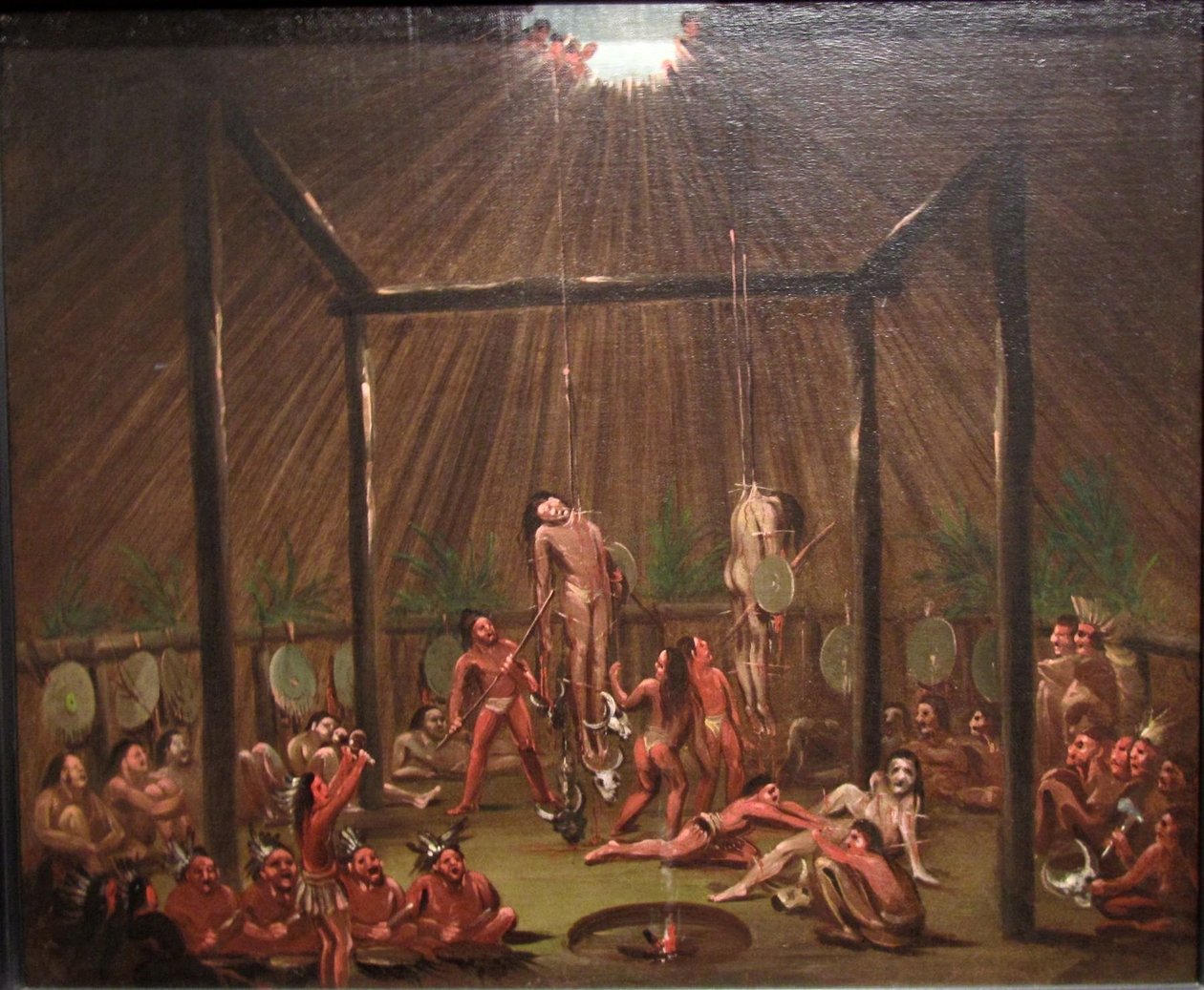 Scena cięcia, ceremonia Mandan-O-kee-pa autorstwa George Catlin