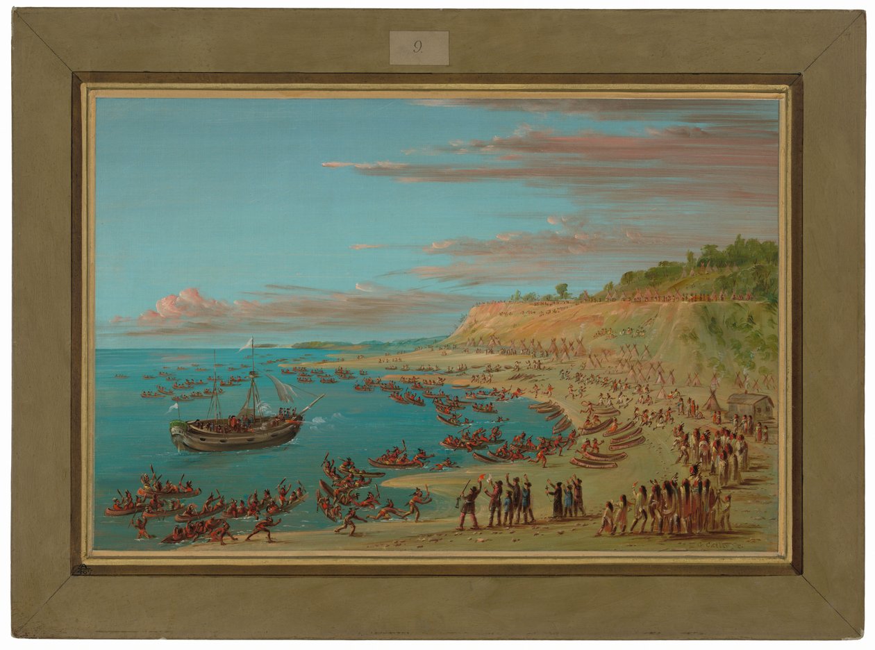 Gryf wchodzący do portu w Mackinaw. 27 sierpnia 1679 r autorstwa George Catlin