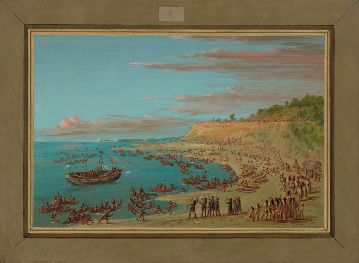 Gryf wchodzący do portu w Mackinaw, 27 sierpnia 1679, 1847-48 autorstwa George Catlin