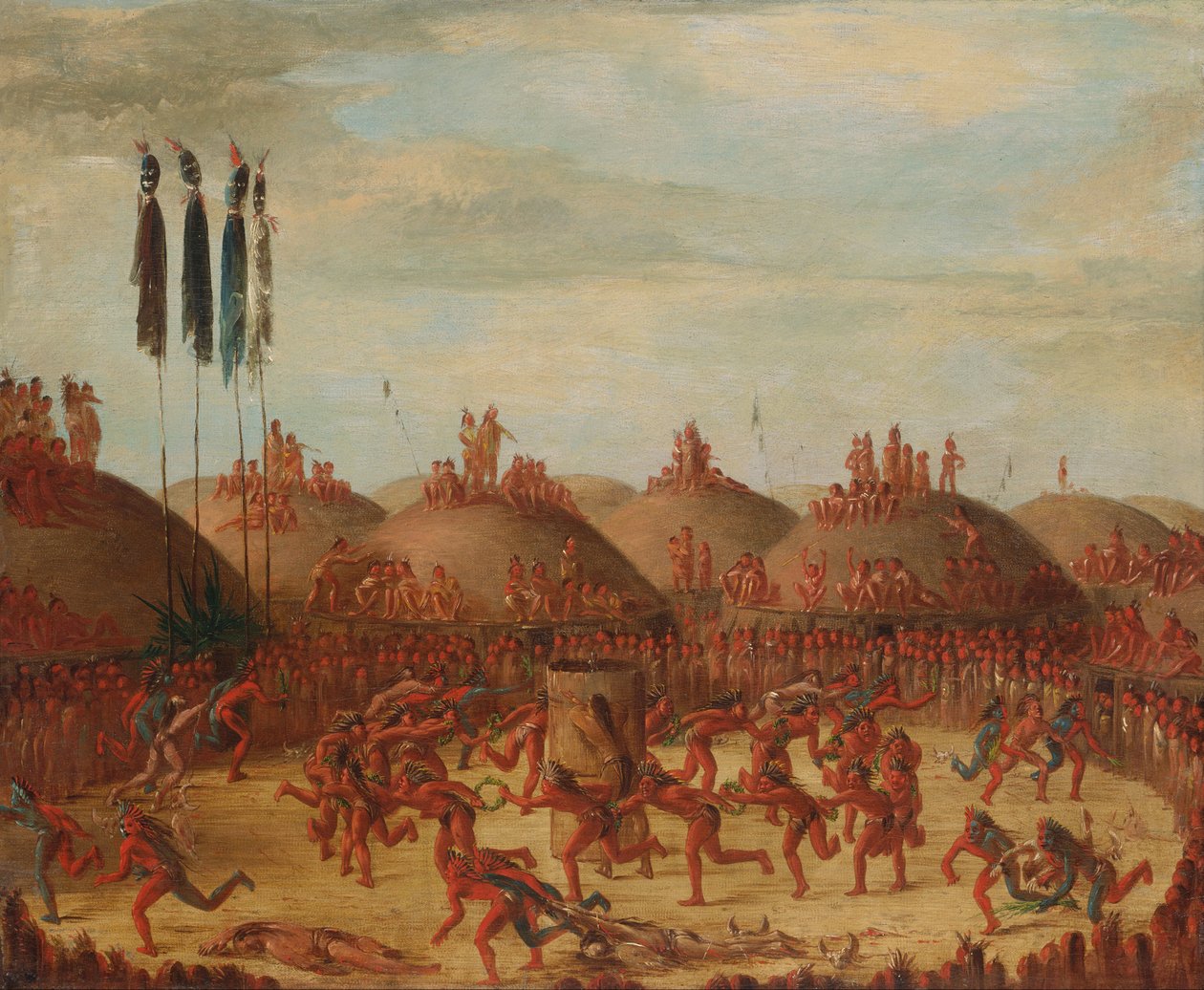 Ostatni wyścig, ceremonia Mandan O-kee-pa autorstwa George Catlin