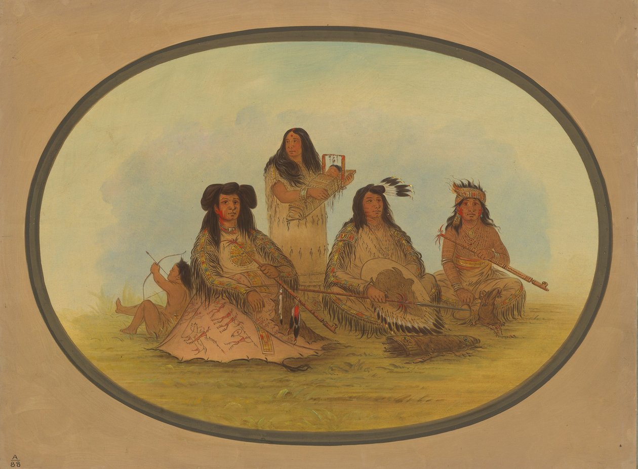 Wódz Siuksów z kilkoma Indianami, 18611869. autorstwa George Catlin