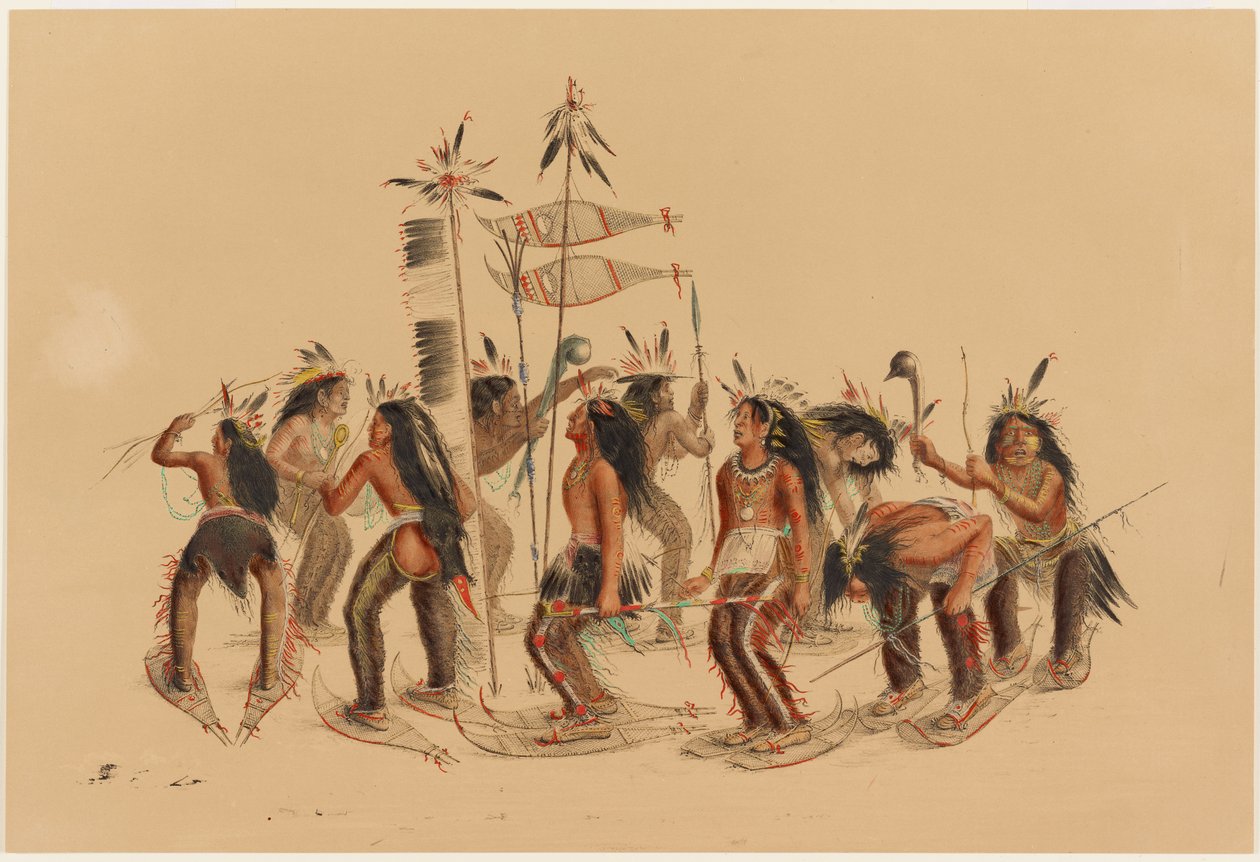 Taniec w rakietach śnieżnych autorstwa George Catlin