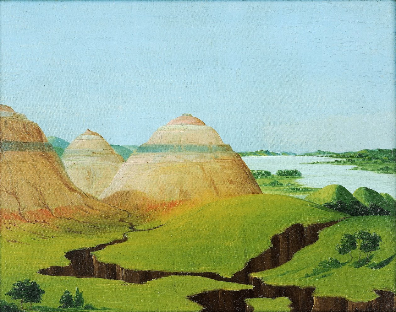The Three Domes, Clay Bluffs 15 mil nad wioską Mandan autorstwa George Catlin