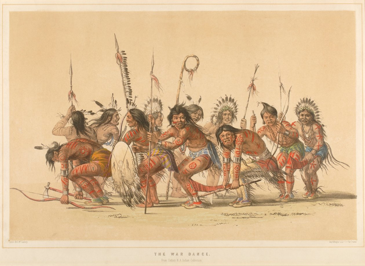 Taniec wojenny, z teki „The North American Indian” autorstwa George Catlin