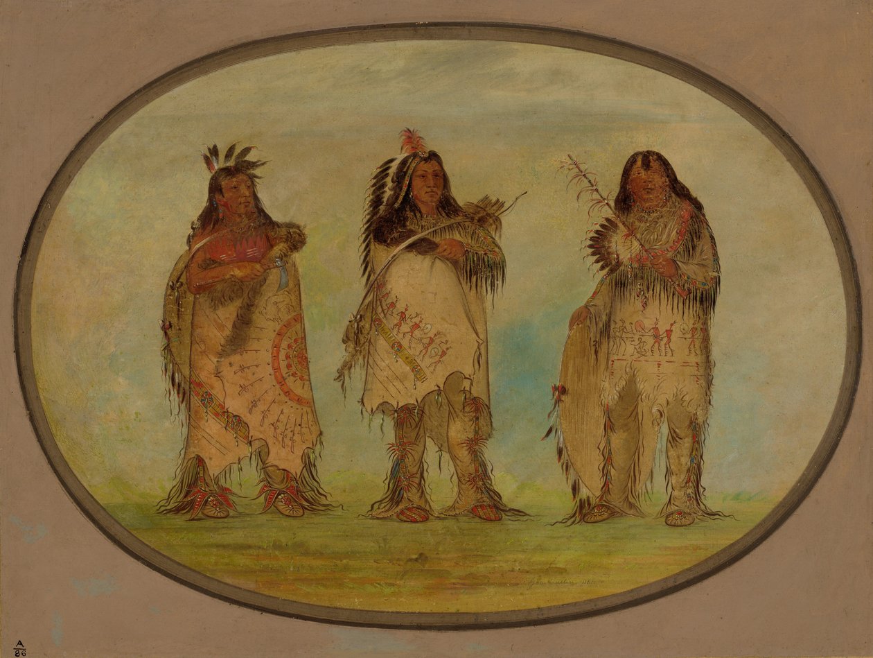 Trzej wybitni wojownicy z plemienia Siuksów, 1861. autorstwa George Catlin