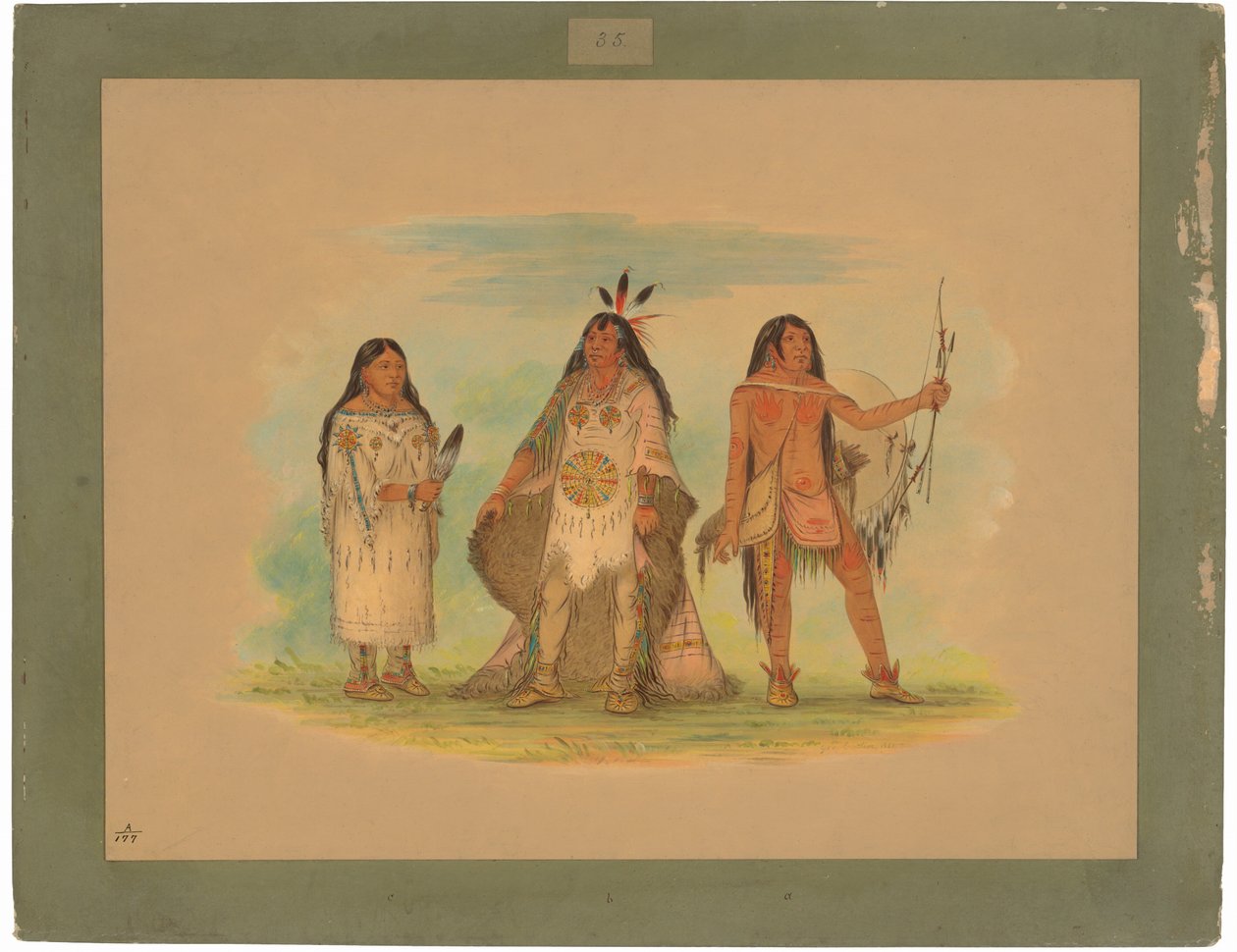 Trzej Indianie Minatarree autorstwa George Catlin