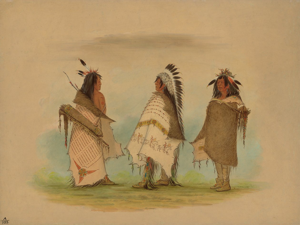 Trzej wojownicy szoszonów, 1861. autorstwa George Catlin